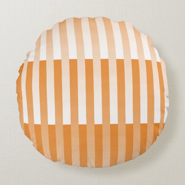 Coussins Ronds Motif à rayures blanches orange (Devant)