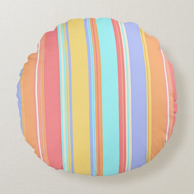 Coussins Ronds Motif à rayures pastel (Devant)