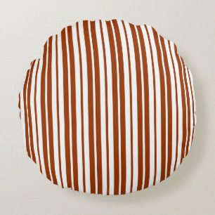 Coussins Ronds Motif à rayures verticales marron blanc