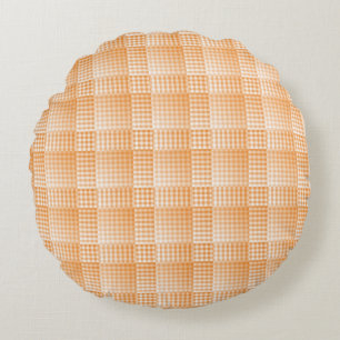 Coussins Ronds Motif abstrait à carreaux orange et blanc
