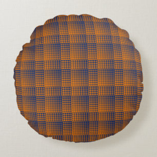Coussins Ronds Motif Abstrait à Carreaux Orange Violet