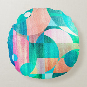 Coussins Ronds motif abstrait aux couleurs vives inhabituelles