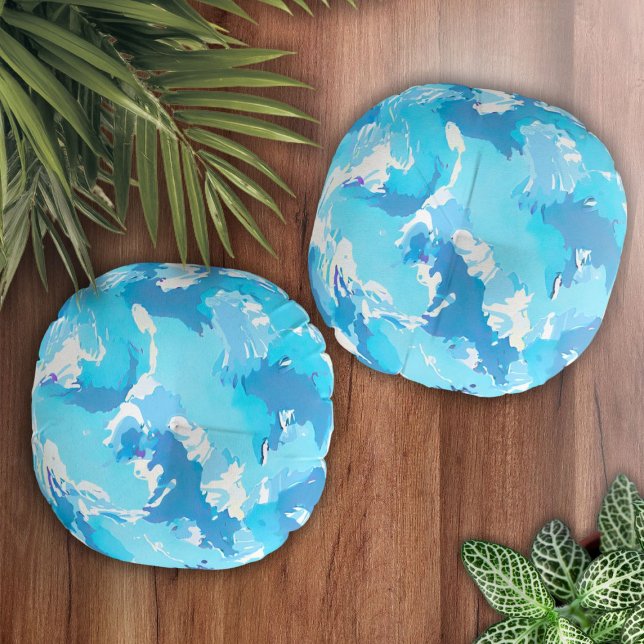 Coussins Ronds Motif abstrait bleu clair et blanc (Créateur téléchargé)