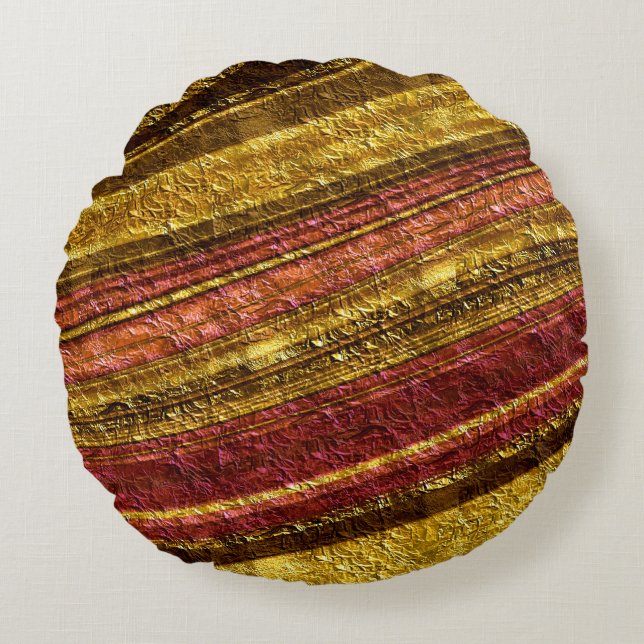 Coussins Ronds motif Abstrait, brun et jaune, texture (Devant)