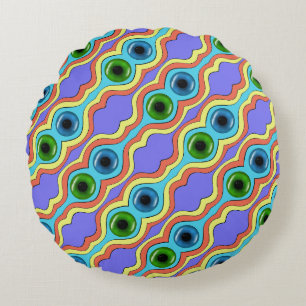 Coussins Ronds Motif abstrait coloré sans couture dessiné à la ma