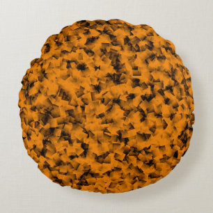 Coussins Ronds Motif Abstrait Cubiste Orange Noir