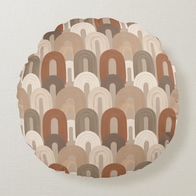 Coussins Ronds Motif Abstrait d'Arche Neutre (Devant)