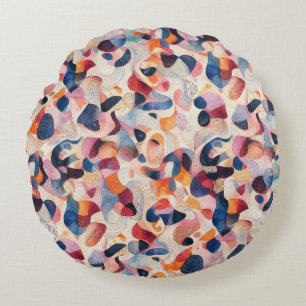 Coussins Ronds Motif abstrait de corail marine aquarelle organiqu