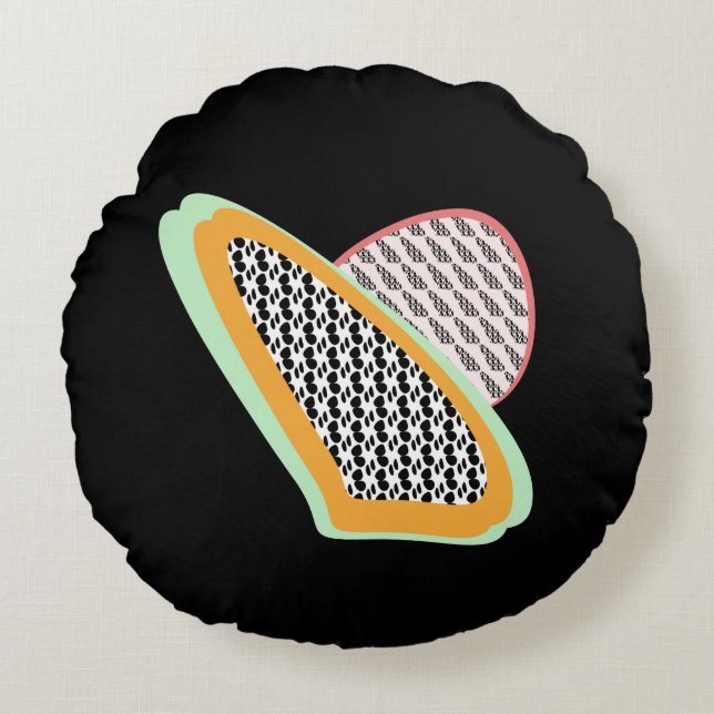 Coussins Ronds Motif abstrait de papaye et de pitaya (Devant)