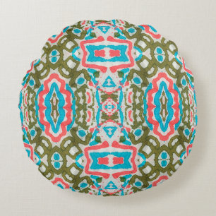 Coussins Ronds Motif Abstrait ethnique Ikat. Motif du chaman. Pen