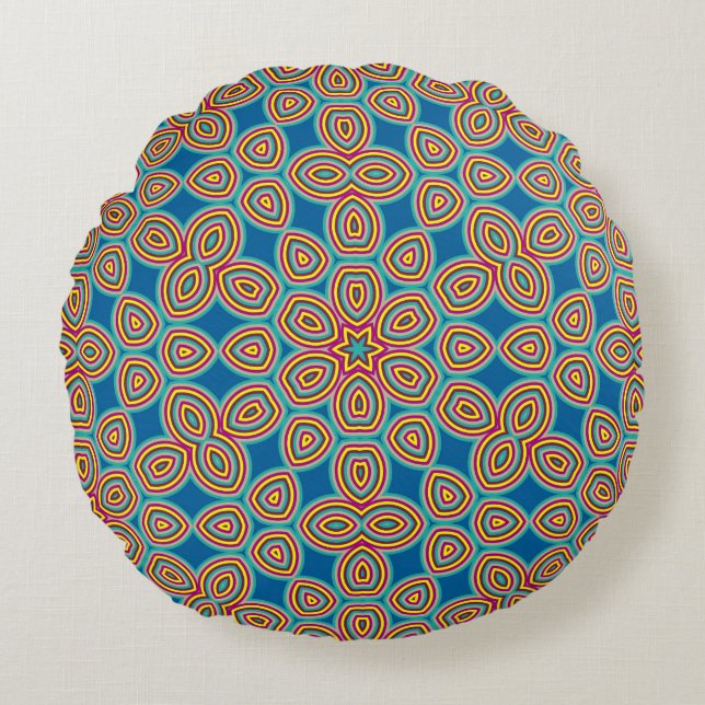 Coussins Ronds Motif Abstrait géométrique rétro (Devant)