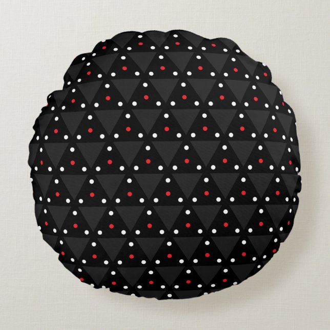 Coussins Ronds Motif abstrait moderne de triangle UFO noir (Devant)