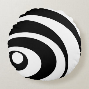 Coussins Ronds Motif Abstrait - noir et blanc.