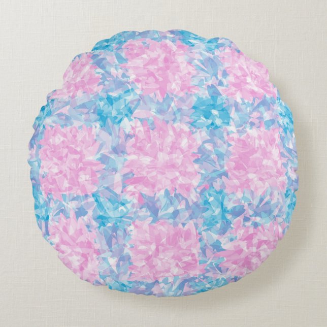 Coussins Ronds Motif abstrait sans couture rose bleu (Devant)