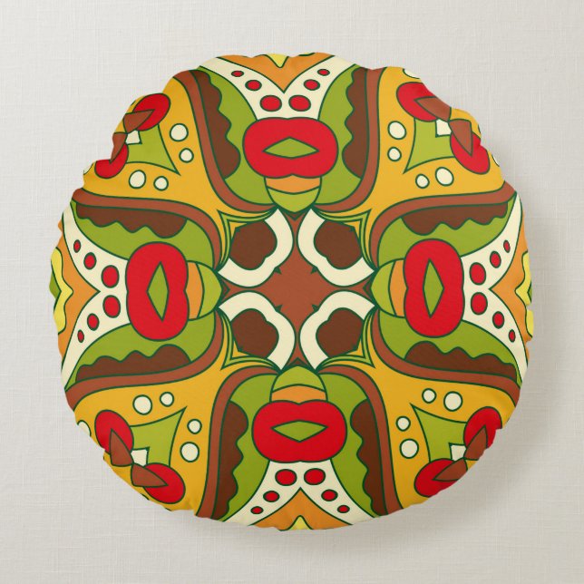 Coussins Ronds motif Abstrait sans faille de style oriental (Devant)