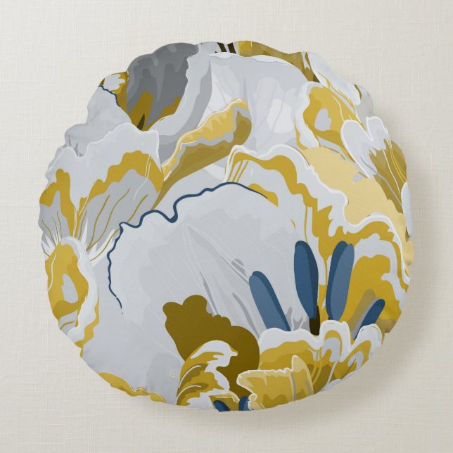 Coussins Ronds motif Abstrait sans soudure. gris clair, jaune, g (Devant)