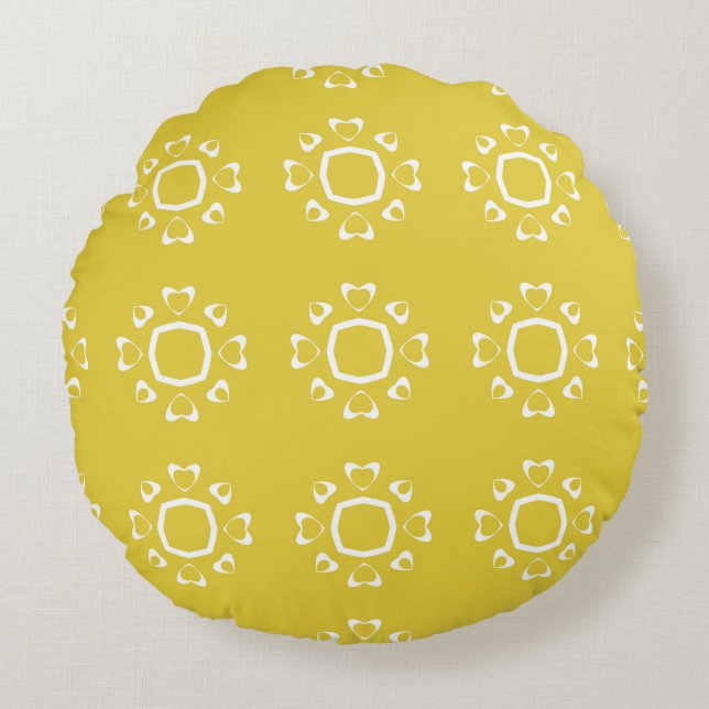 Coussins Ronds motif Abstrait transparent de couleur jaune (Devant)