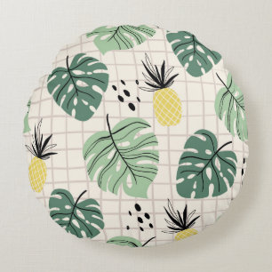 Coussins Ronds Motif Abstrait tropical sans couture avec feuille