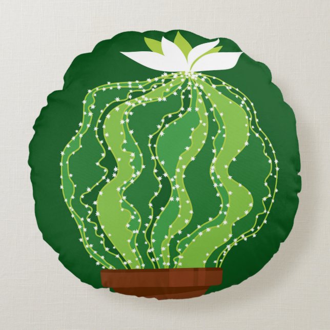 Coussins Ronds motif Abstrait vert cactus transparent (Devant)