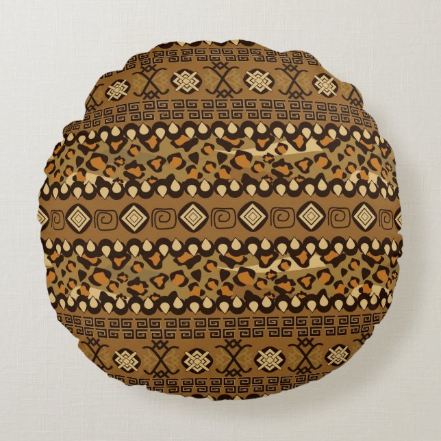 Coussins Ronds Motif africain de peau de guépard (Devant)