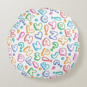 Coussins Ronds motif alphabet