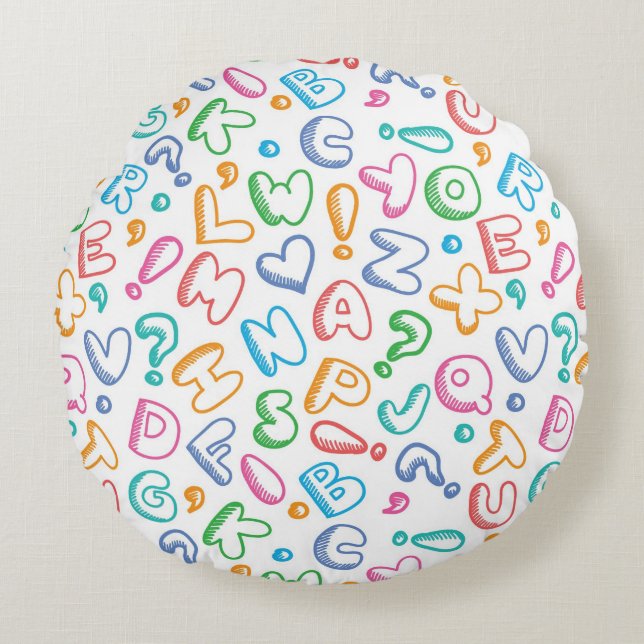 Coussins Ronds motif alphabet (Devant)