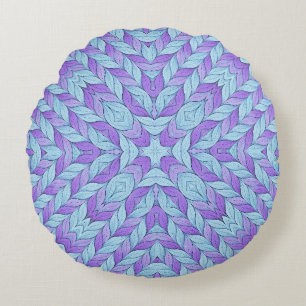 Coussins Ronds Motif Améthyste Clair et Aqua Pâle