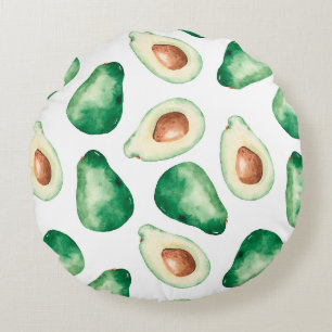Coussins Ronds Motif Aquarelle Avocado