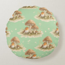 Motif aquarelle Robin des bois et champignon