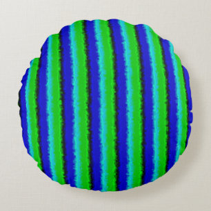 Coussins Ronds Motif arc-en-ciel bleu vert abstrait 3D