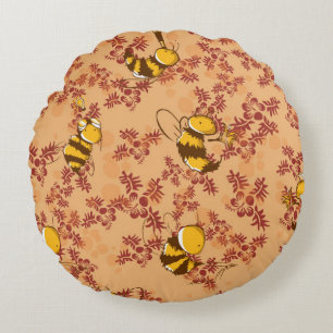 Coussins Ronds Motif arrière - plan d'abeilles mignonnes