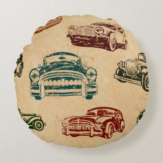 Coussins Ronds Motif Arrière - plan d'illustration de voiture Vin
