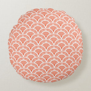 Coussins Ronds Motif Art Déco avec motifs à échelle.
