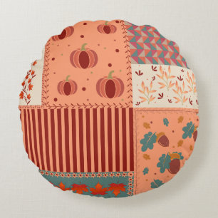 Coussins Ronds Motif Art Patchwork Gland de Feuille d'Automne
