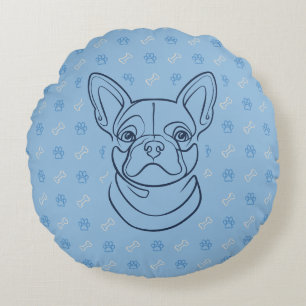 Coussins Ronds Motif artistique décoratif de Bouledogue français