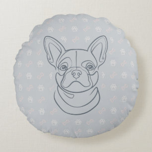 Coussins Ronds Motif artistique décoratif de Bulldog français