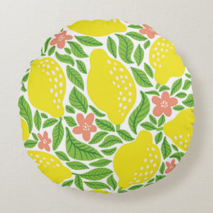 Coussins Ronds Motif aux fruits de citron. Pâte d'agrumes d'été t
