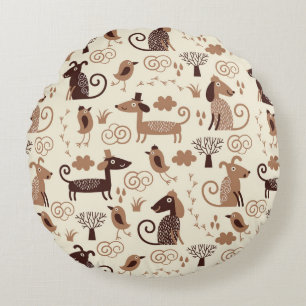 Coussins Ronds motif avec les chiens mignons