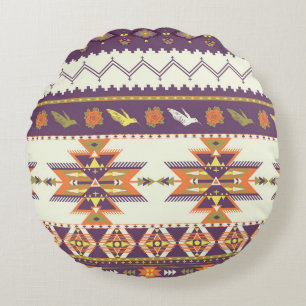 Coussins Ronds Motif aztèque incolore