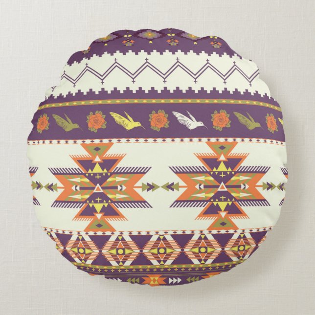 Coussins Ronds Motif aztèque incolore (Devant)