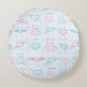 Coussins Ronds motif bébé avec ours en peluche