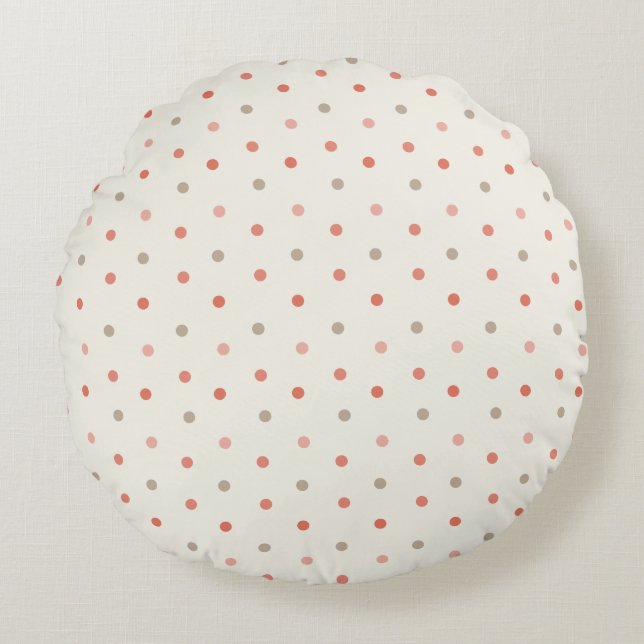 Coussins Ronds Motif bébé pois en tons chauds (Devant)