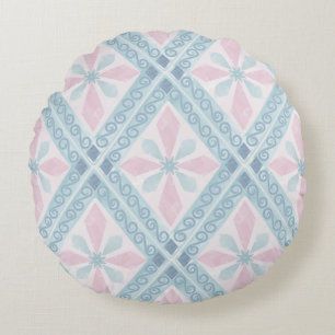 Coussins Ronds motif bleu en forme de diamant
