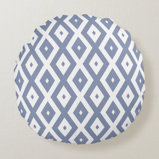 Coussins Ronds Motif bleu gris et blanc (Devant)