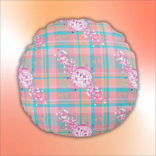 Coussins Ronds Motif bleu, rose et rose avec Parties scintillant 