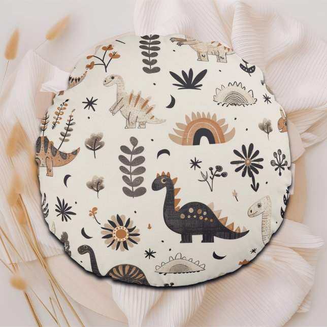 Coussins Ronds Motif Boho Jungle Dinosaur (Créateur téléchargé)
