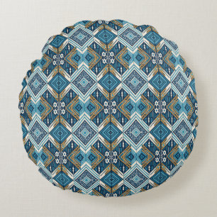 Coussins Ronds Motif boho symétrique bleu 18583 b xl