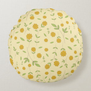 Coussins Ronds Motif botanique de tournesol jaune sans couture
