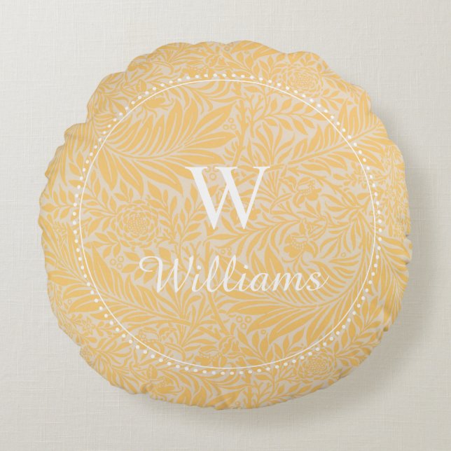 Coussins Ronds Motif botanique d'or personnalisé (Devant)