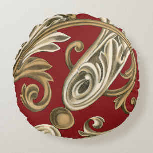 Coussins Ronds Motif botanique élégant avec le feuillage bronzage